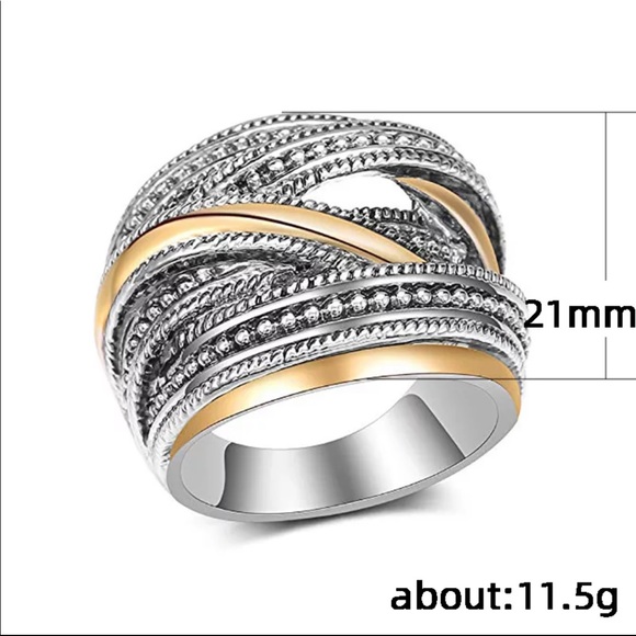 New Unisex 925 Silver 2 Tone Diamond Ring 💍 - Picture 2 of 3